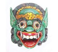 Double Duck Vert en Bois Singe Masque de Barong, Main Sculpté en Bali, Mural Masque, Neuf