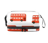 Double Ducker London Trousse de toilette double couche pour femme et fille Motif bus rouge, multicolore, 27x15x14 cm/10.6x5.9x5.5 in, Trousse de toilette