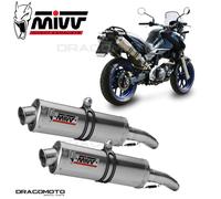 MIVV Échappement A.005.LX1 2 pots Ovale Inox pour Aprilia Pegaso Strada 650 2005-2011