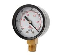Double échelle de 5,1 cm - Manomètre de pression sous vide psi/bar pour compresseur d'air, eau, huile, gaz NPT 0,6 cm, support inférieur MF, 76,2 cm Vid/kPa, précision 4/3/4