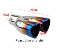 Double Embout De Silencieux D'échappement Arrière Universel En Forme De C?ur,Accessoires De Voiture - Type Blue Straight650