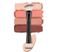 Double-Ended Foundation and Powder Makeup Brush, Soft Face Tool for Blending, Contouring, Setting, Concealer Application, Compact Design for Travel or Daily Use, 17,5 x 4 cm