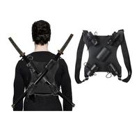 Double-Épée en Similicuir, Sac à Deux Épées en Similicuir Noir,Sac à Épées en Similicuir, Double Porte-Épée en Similicuir Noir, pour Samouraïs, Héros, Cosplay, Jeux de Rôle