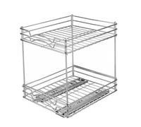 Double étagère coulissante en métal - Support coulissant pour condiments de cuisine, installation facile, design cactus pour une utilisation efficace