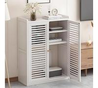 Double étagère de rangement cachée pour appareils multimédias, design élégant et invisible pour la maison et le bureau, blanc, 58,9 x 24,9 x 82 cm, solution peu encombrante