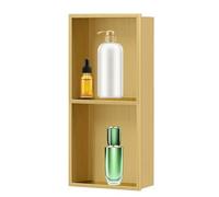 Double étagère encastrable - Rangement mural intégré en acier inoxydable pour salle de bain, design moderne, solution peu encombrante pour un style élégant