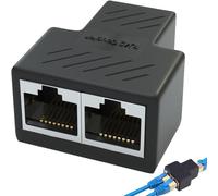 Double Ethernet Socket,1 Piece RJ45 Ethernet Splitter Cable,RJ45 Splitter,1 to 2 Ports Simultaneous Access Adapter,Coupler Connector to LAN Extension Cable for Cat5,Cat5e,CAT6,Cat7