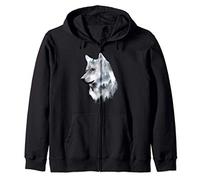 Double exposition loup loups cadeau artsy animaux faune Sweat à Capuche