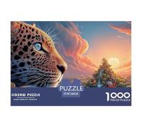 Double Exposure of The Jaguar 1000 Pièces Carton Extra-épais Coffret De Puzzles African Wildlife Anti-Stress Défi Unique Puzzles pour La Décoration Intérieure 38x26cm/1000pcs