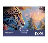Double Exposure of The Jaguar 1000 Pièces Carton Extra-épais Coffret De Puzzles African Wildlife Anti-Stress Défi Unique Puzzles pour La Décoration Intérieure 52x38cm/1000pcs