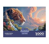 Double Exposure of The Jaguar Head 1000 Pièces Carton Premium Puzzle À Faire Soi-même Magical Leopard Stimulant Et Éducatif Jouet d'anniversaire Puzzles pour Adultes Et Enfants 70x50cm/1000pcs