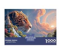Double Exposure of The Jaguar Head 1000 Pièces Puzzle en Papier Écologique Coffret De Puzzles Magical Leopard Extrêmement Difficile Défi Unique Puzzles pour Adultes Et Enfants 38x26cm/1000pcs