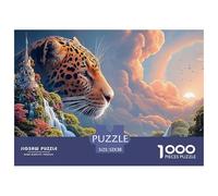 Double Exposure of The Jaguar Head 1000 Pièces Puzzle En Papier Écologique Coffret De Puzzles Magical Leopard Extrêmement Difficile Jouet D'anniversaire Puzzles Pour La Décoration Intérieure 52x38cm/1