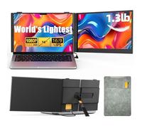Double extension d'écran d'ordinateur portable de 14" avec 0,6 kg - Moniteur portable ultra fin pour ordinateur portable Plug & Play, moniteur étendu FHD 1080p pour ordinateurs portables de 13 à 17