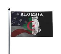 Double face Drapeau de jardin Algérie Carte Résistant aux intempéries Drapeau saisonnier 3x5 Ft pour dortoirs,Décoration extérieure,chambres
