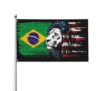 Double face Drapeau de jardin Brésil Drapeau brésilien America Lion Léger Drapeau saisonnier 3x5 Ft pour bars,dortoirs,balcon