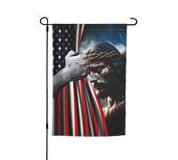 Double Face Drapeau De Maison 30X45Cm États-Unis Américain Et Christ Foi Dieu Jésus Signes De Jardin Saisonnières Drapeau Extérieur Pour Fête, Décoration, Vacances