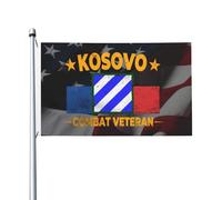 Double face Drapeau double face Drapeau de la 3e division d'infanterie Kos Combat Veteran Résistant aux intempéries Drapeau saisonnier 3x5 Ft pour événements,dortoirs,Décoration extérieure