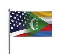 Double face Drapeau double face Drapeau vintage des Comores et de l'Amérique décoratif Bannière décorative 3x5 Ft pour Décoration extérieure,bars,jardin