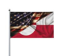 Double face Drapeau double face Drapeau vintage du Groenland et de l'Amérique décoratif Bannière décorative 3x5 Ft pour Décoration extérieure,jardin,dortoirs