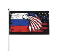 Double face Drapeau thématique Drapeau de Russie America Eagle Festif Drapeau avec œillets métalliques 3x5 Ft pour Décoration extérieure,bars,jardin