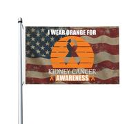 Double face Drapeau thématique Je porte l'orange pour le drapeau de sensibilisation au cancer du rein Résistant aux intempéries Drapeau saisonnier 3x5 Ft pour bars,chambres,balcon
