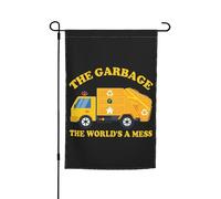 Double Face Drapeaux De Jardin 30X45Cm Drôle D'Éboueur Disant Trash Man Camion Poubelle Drapeaux De Vacances Extérieur Drapeau Extérieur Pour Noël, Jardin, Maison