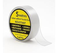 Double Face extra fort,Ruban Adhésif Nano - Ultra Résistant & Réutilisable - 5m x 30mm x 2mm - Lavable, Amovible - Fixation Murale Sans Perçage - Maison, Bureau, Cuisine - Full Fix