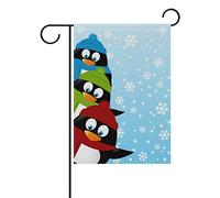 Double Face Funny trois pingouins sur Winter Polyester Maison Jardin Drapeau Bannière 12 x 18/71,1 x 101,6 cm pour fête de mariage tous les temps, Polyester, multicolore, 12x18