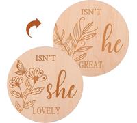 Double Face Panneaux Révélation Genre,15Cm Panneau Annonce Bébé Bois Isn'T She Or He Rond Accessoires De Photographie Panneau De Nouveau-Né Pour Hôpital Cadeau Pour Nouveaux Parents