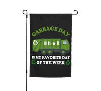 Double Face Signes De Jardin 30X45Cm Le Jour Des Ordures Ménagères Est Mon Jour Préféré De La Semaine Camion Poubelle Drapeau De Camion Polyester Welcome Drapeau De Jardin Pour Décoration, Noël,