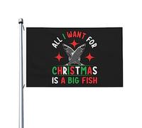Double Face Tout Ce Que Je Veux Pour Noël, C'Est Un Gros Poisson Drapeaux Avec Œillets Bannière Couleurs Vives Drapeau Pour Bar Extérieur Intérieur 90X150Cm