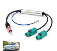 Double Fakra Z vers Din, Adaptateur Antenne avec Amplificateur Voiture 12V, Câble Double Fakra Z vers DIN 30cm, Connecteur Autoradio pour Réception FM AM Dab+, Compatible VW Audi BMW