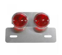 Double Feu Arrière Rond Avec Support De Plaque Alu Pour Moto Custom Cyclo Mobylette