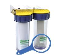 Double filtre anti-tartre 3/4'' avec équerre cartouche et clé - POLAR - FD34C