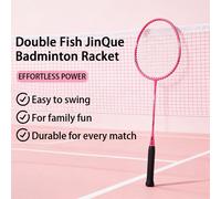 Double Fish JinQue Raquettes de badminton légères et durables Set de doubles Rose 1309 avec housse, 2 raquettes, volants non inclus