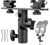 Double Flash Flash Mount for Hot Shoe Umbrella Holder Fixatio 1/4 Inch to 3/8 Inch Compatible with Canon Nikon Yongnuo DSLR Cameras Studio Video