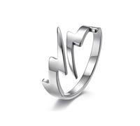 Double Foudre Boulonner Anneau Ouvert Pour Hommes Femmes Acier Inoxydable Mode Punk Personnalisé Unique Réglable Déclaration Engagement Anneaux De Doigt Bijoux Cadeaux Pour Bff Anniversaire Fils (10)