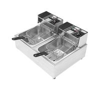 Double friteuse à huile, 12 l, 5000 W, électrique, température réglable de 60 à 200 °C, en acier inoxydable, avec couvercles
