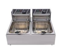 Double friteuse électrique 12 l 3200 W en acier inoxydable, friteuse commerciale pour restaurants, centres commerciaux, magasins de restauration rapide et snacks