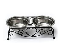 Double gamelles Eau Nourriture en Acier Inoxydable pour Chien Chat Chiot de la Marque Yosoo avec Support en métal rétro