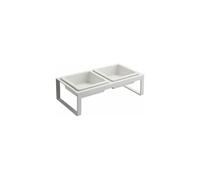 Yamazaki Support de gamelles 4744 Tower - Ensemble blanc acier/céramique 29 x 15,5 x 10 cm