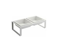 Yamazaki 4744 Tower Pet Food Bowl Stand Set, White, Steel/Ceramic, 29 x 15.5 x 10 cm