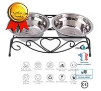 Double-Gamelle Distributeur - CONFO - Acier Inoxydable - 26x13x8,5 cm - Violet - Chien