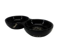 Double gamelle en céramique pour chat Nobby Pet Doréen Cat Noir 0,13 L
