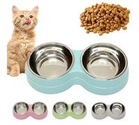 Double gamelle pour chien, gamelle pour animaux de compagnie avec base antidérapante et bol amovible en acier inoxydable pour la nourriture et l'eau - Gamelles anti-déversement de grande capacité