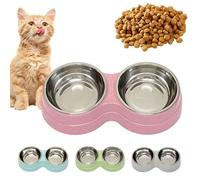 Double gamelle pour chien, gamelle pour animaux de compagnie avec base antidérapante et bol amovible en acier inoxydable pour la nourriture et l'eau - Gamelles anti-déversement de grande capacité