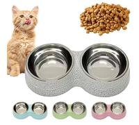 Double gamelle pour chien, gamelle pour animaux de compagnie avec base antidérapante et bol amovible en acier inoxydable pour la nourriture et l'eau - Gamelles anti-déversement de grande capacité