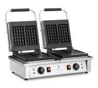 Royal Catering RC-WM201 Gaufrier Double Rectangulaire Belge Traditionnel (Dimensions des plaques : 170 x 100 mm, Puissance : 2 x 2 000 W, 4 gaufres par fournée)