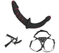 Double Gode Ceinture,Gode Ceinture Double Couple,Gode Femme Sex pour lesbienne,Gode,Gode Anal,Réglable Gode Ceinture Harness,Jouet Sexuelle Adulte (Noir)